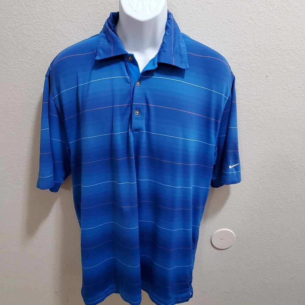 Nike Golf Fit Dry blue striped golf shirt